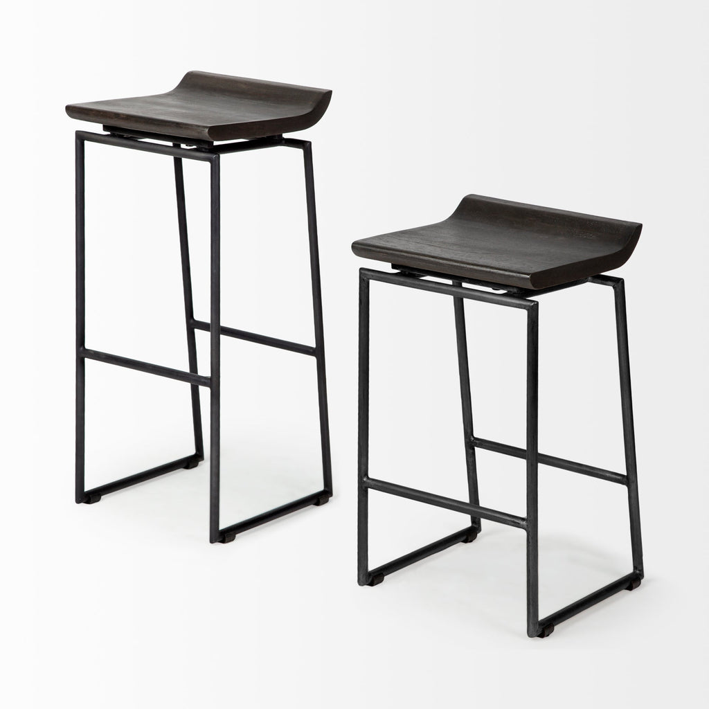 Givens Wood Seat Bar Stool