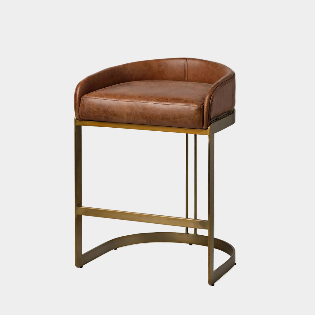 Hollyfield Leather Seat Counter Stool