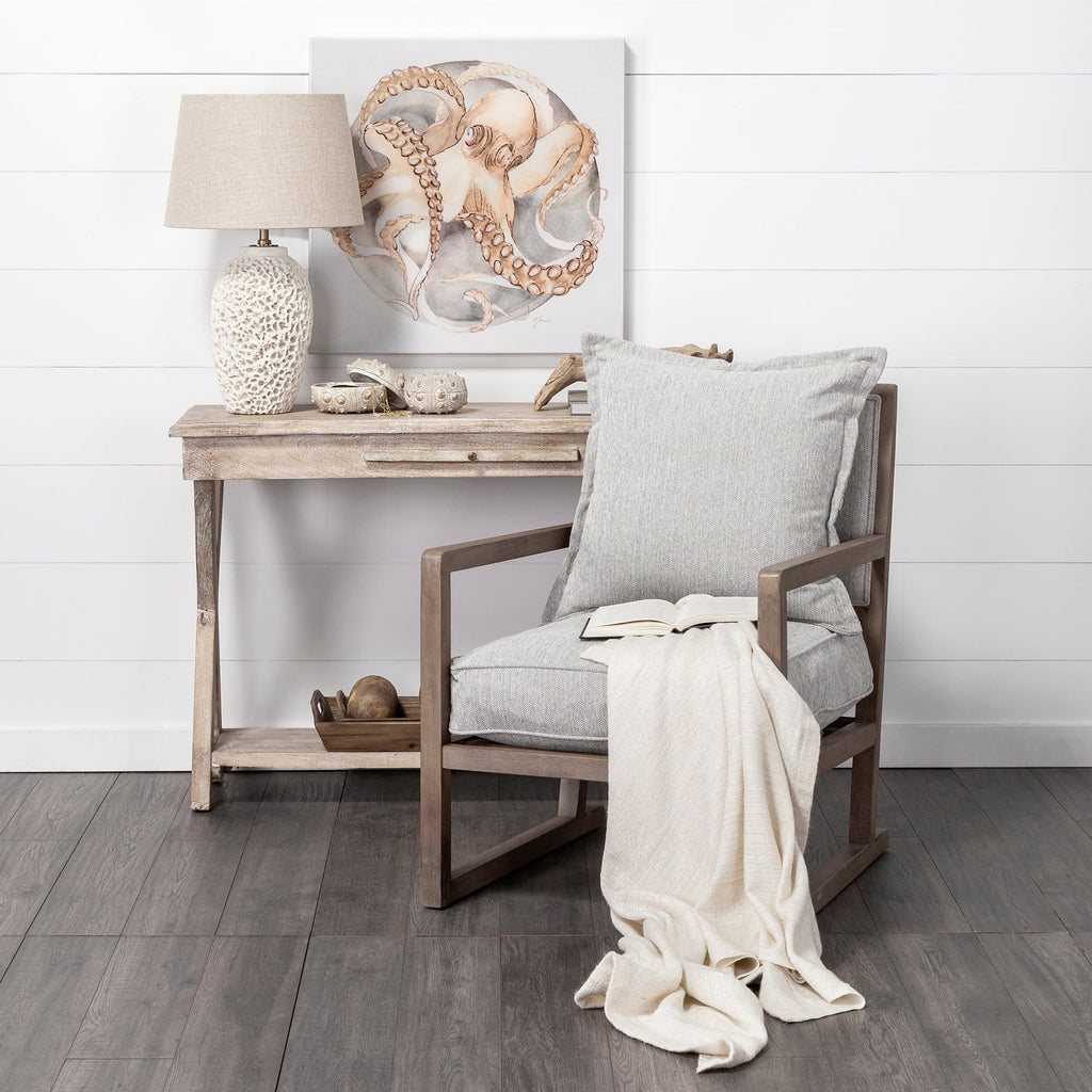 Sherlock Frost Gray Wood Frame Accent Chair