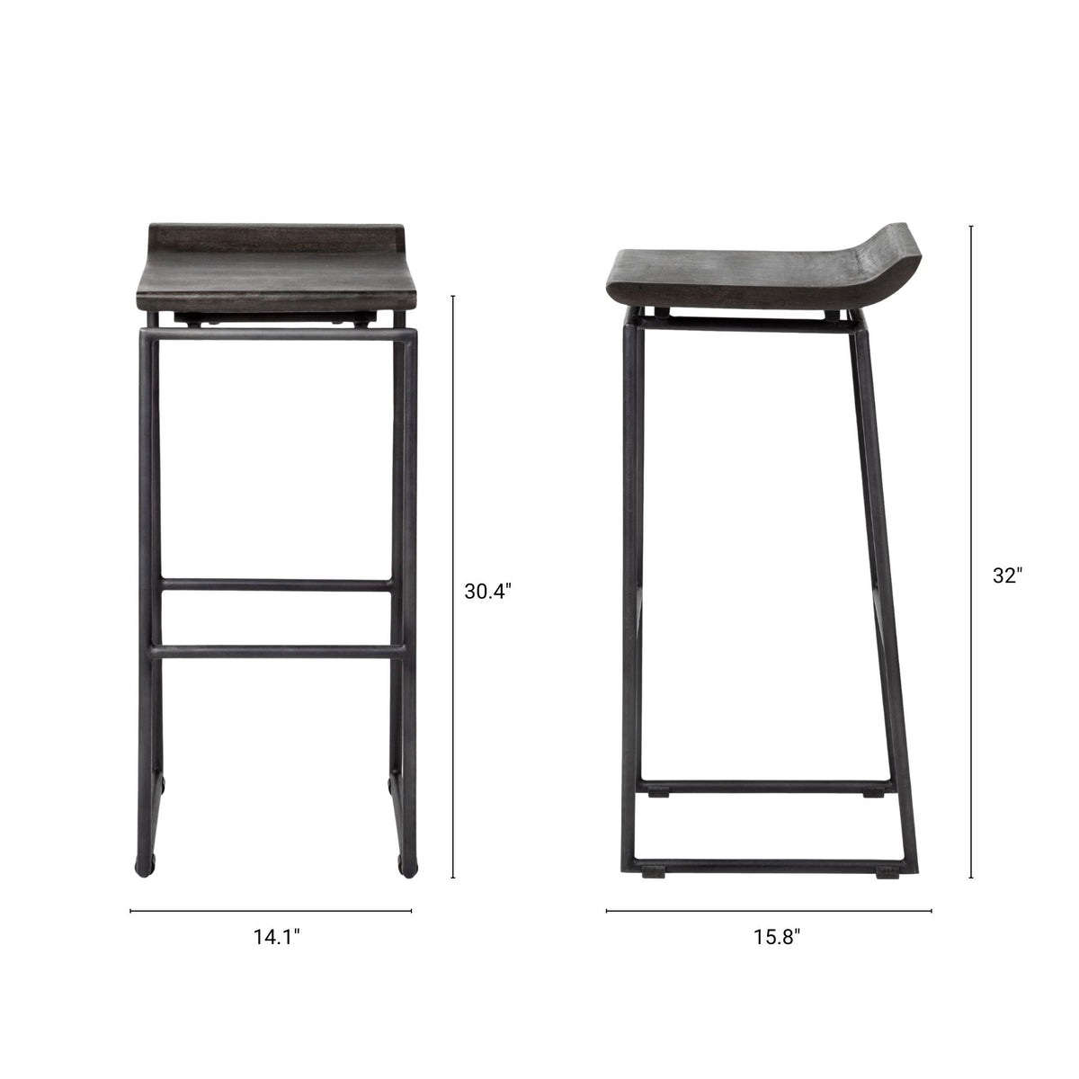 Givens Wood Seat Bar Stool