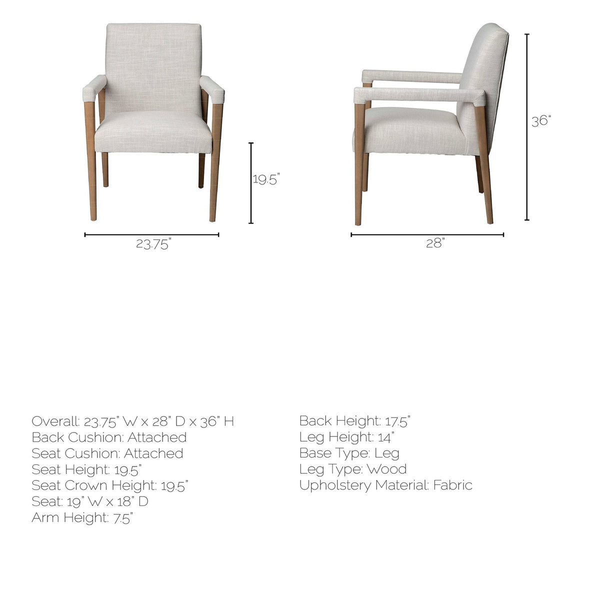 Palisades Fabric Dining Armchair
