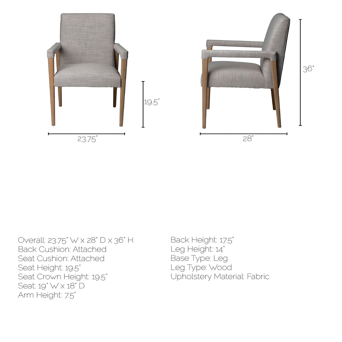 Palisades Fabric Dining Armchair