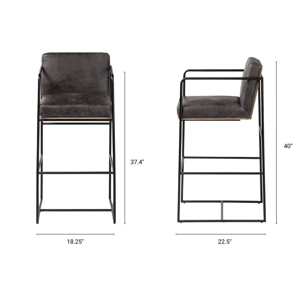 Stamford Leather Commercial-Grade Bar Stool