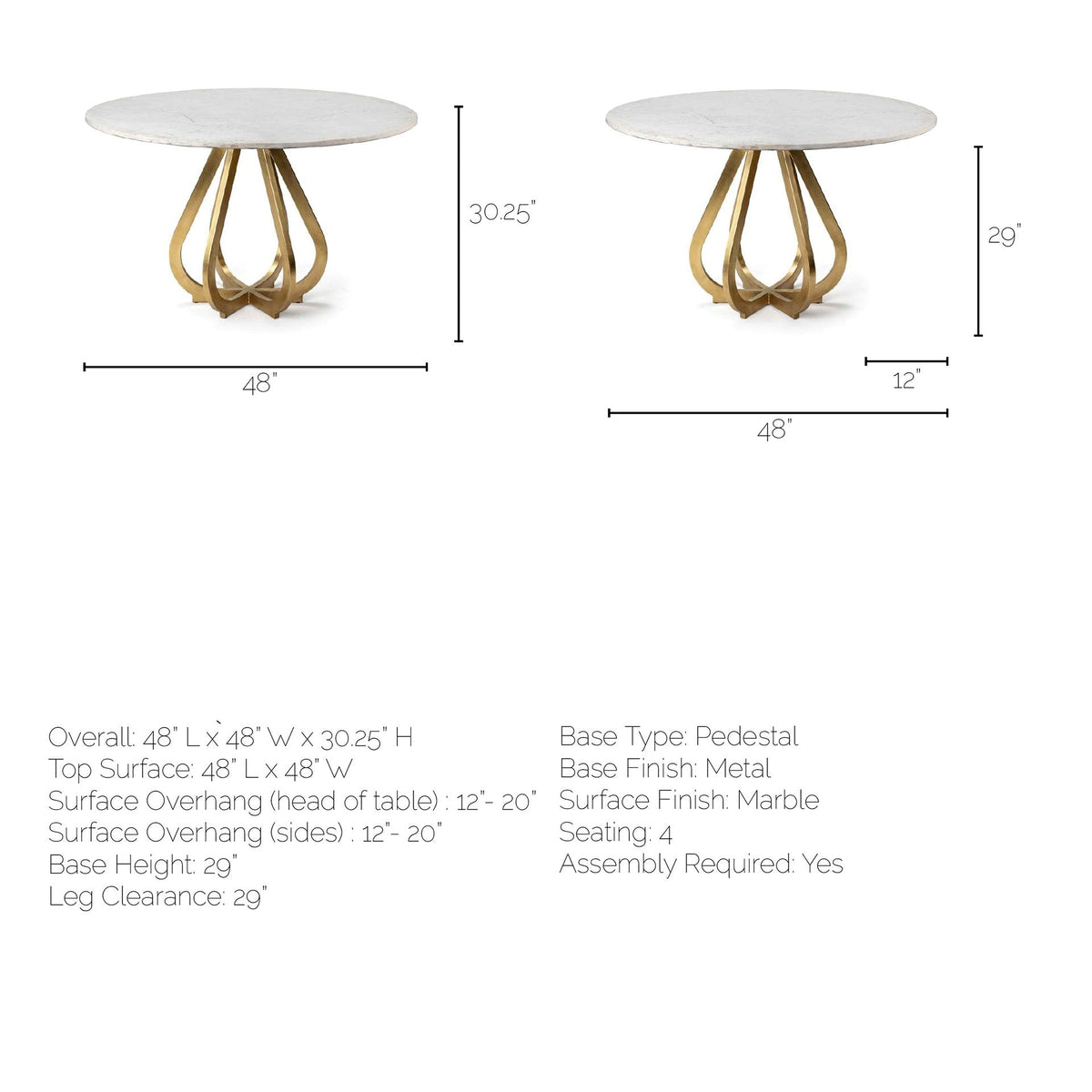 Laurent 48" Dining Table