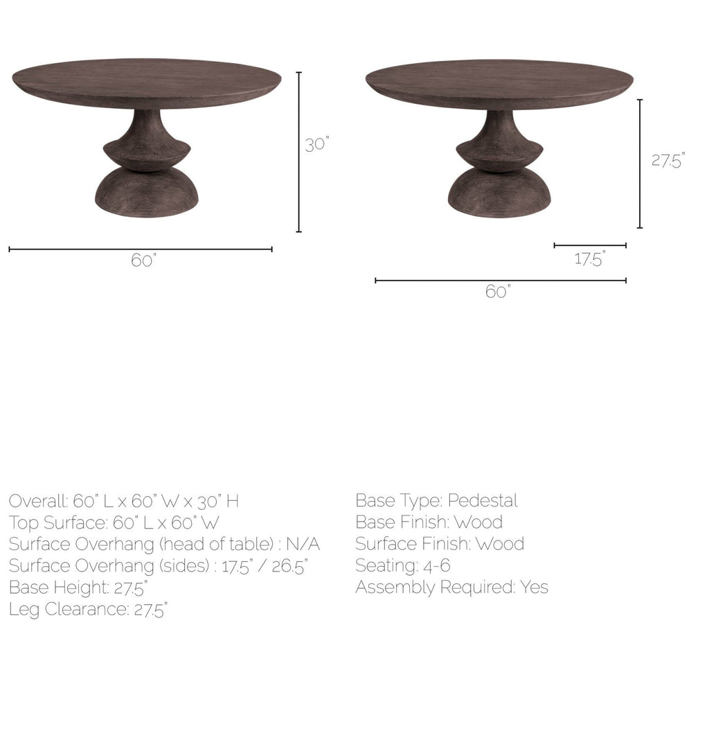 Crossman 60" Round Dining Table