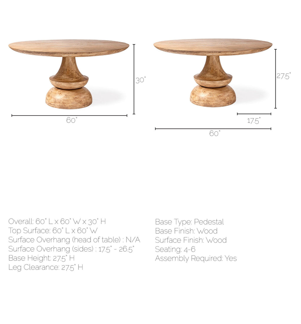 Crossman 60" Round Dining Table