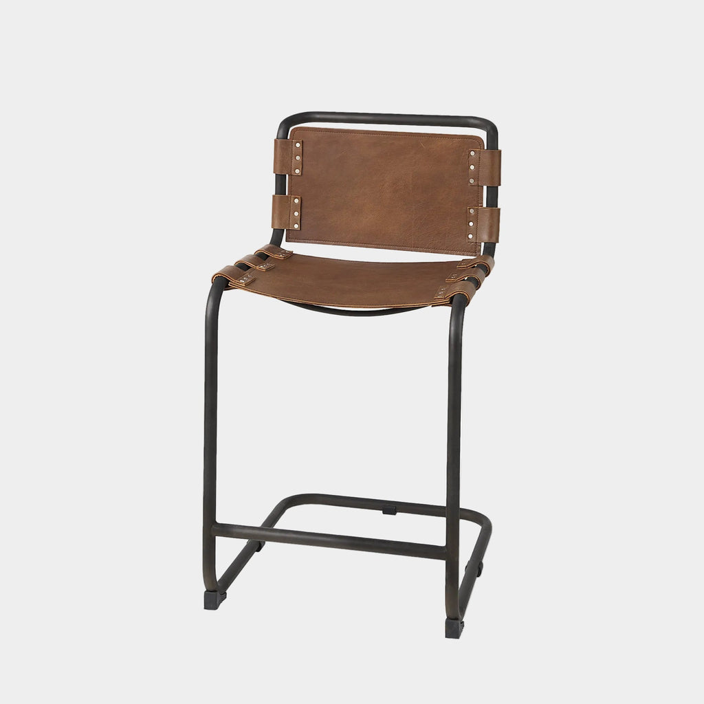 Berbick Leather Seat Counter Stool
