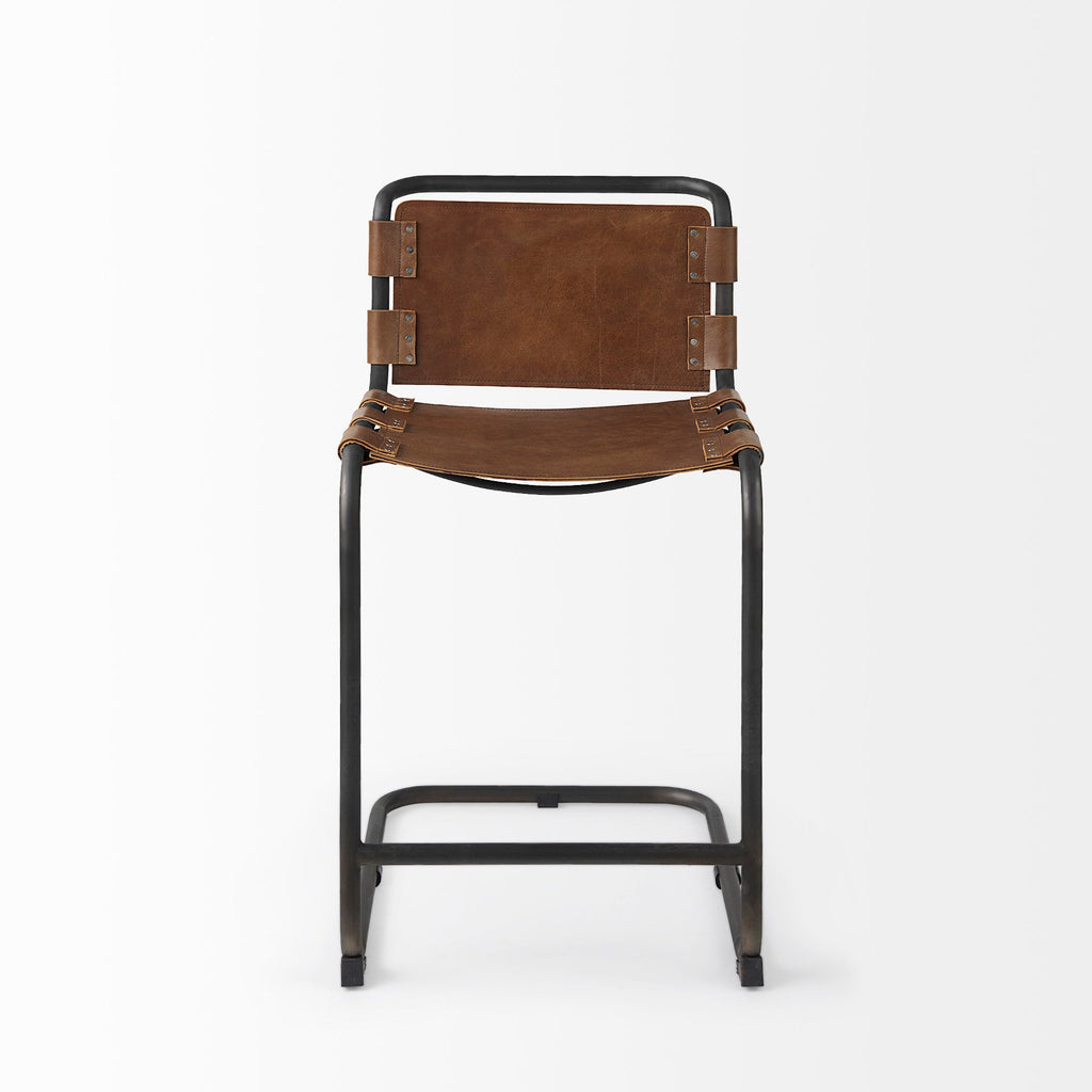 Berbick Leather Seat Counter Stool