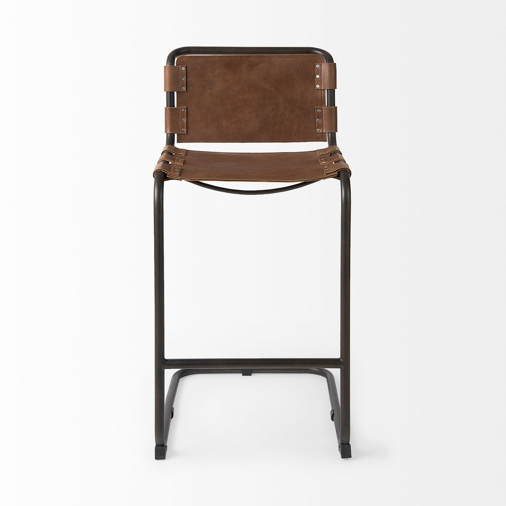 Berbick Leather Seat Bar Stool