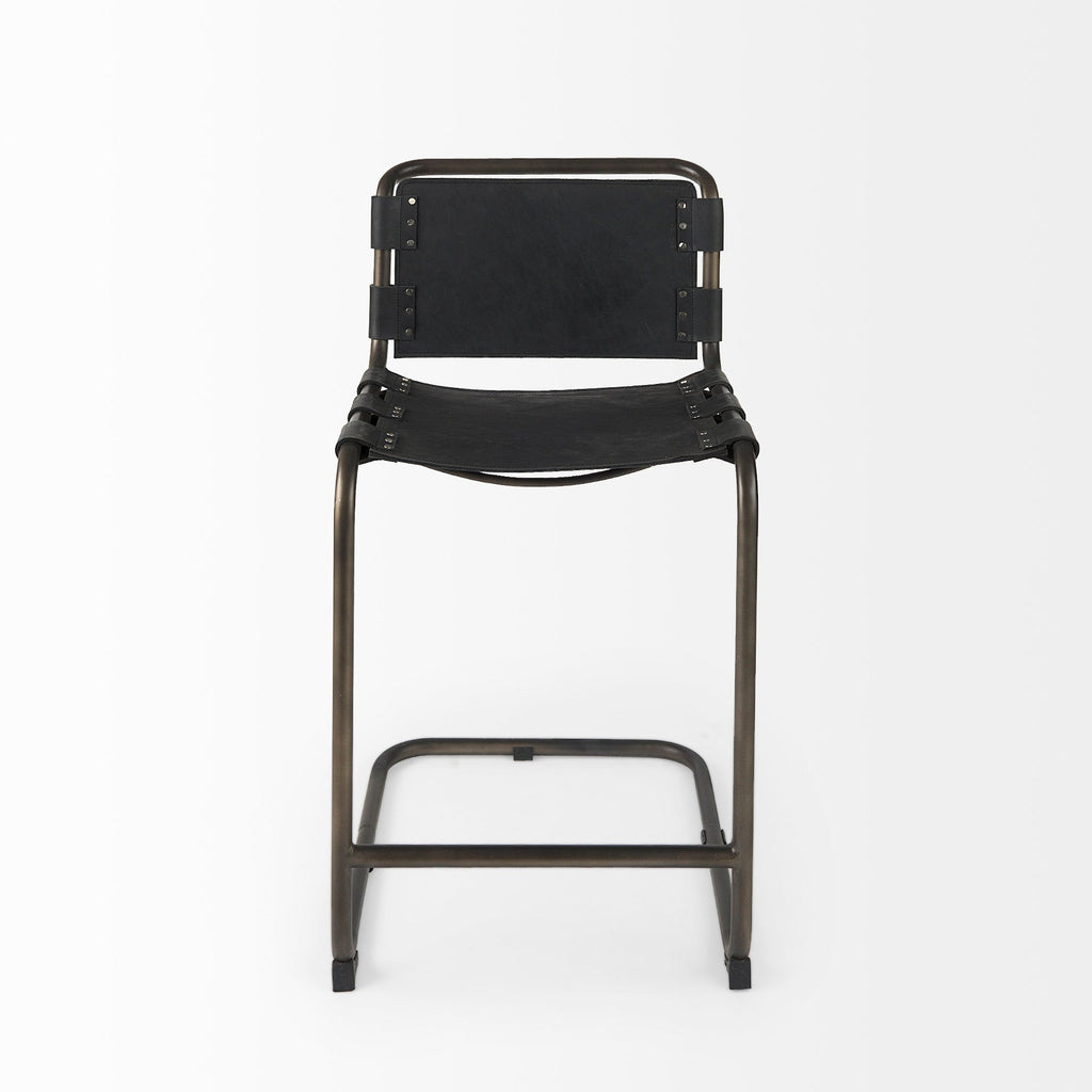 Berbick Leather Seat Counter Stool