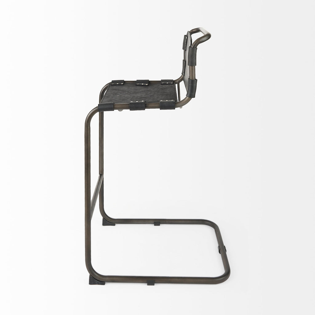Berbick Leather Seat Bar Stool