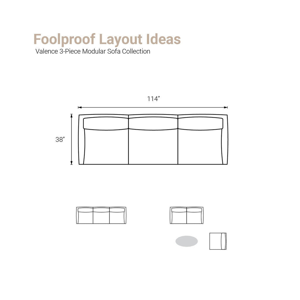 Valence 3 Piece Modular Sofa Set