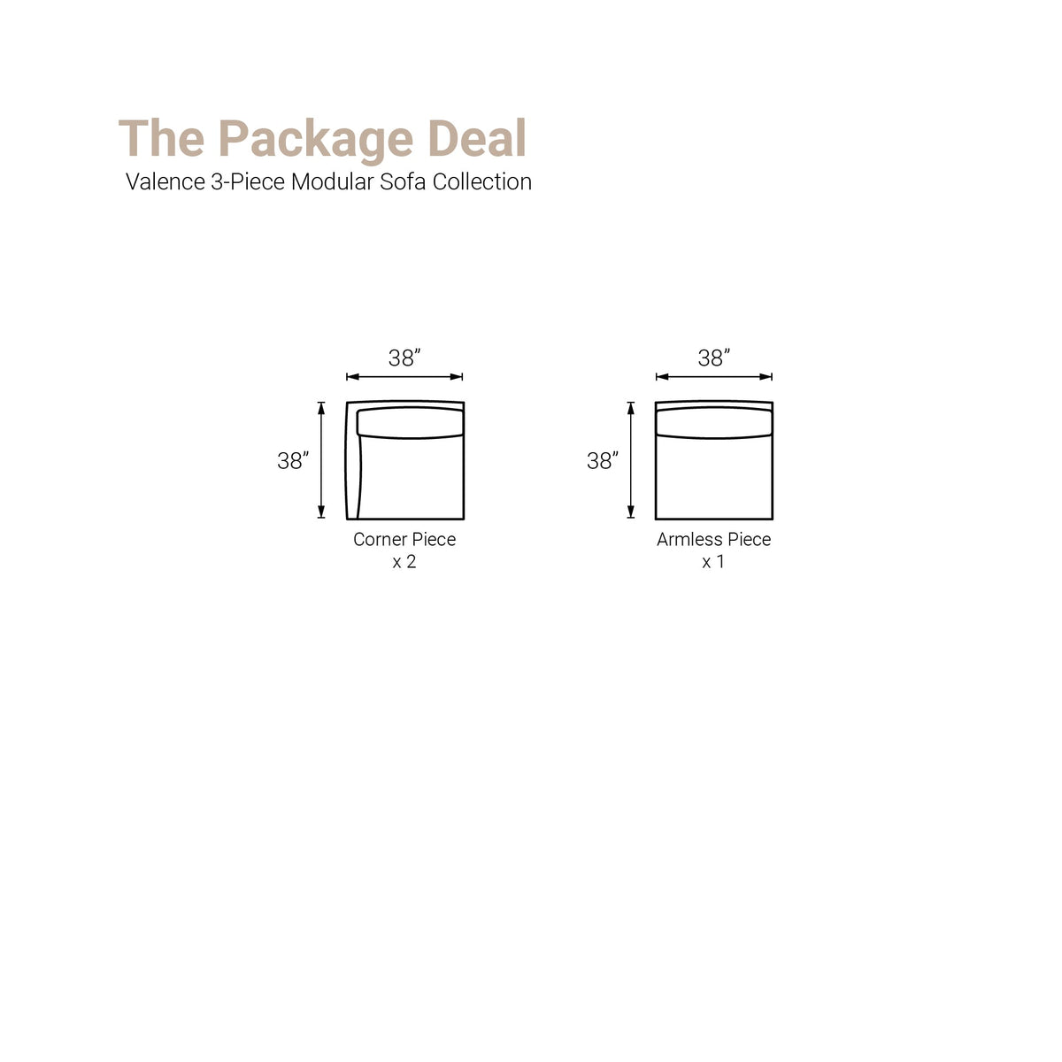 Valence 3 Piece Modular Sofa Set