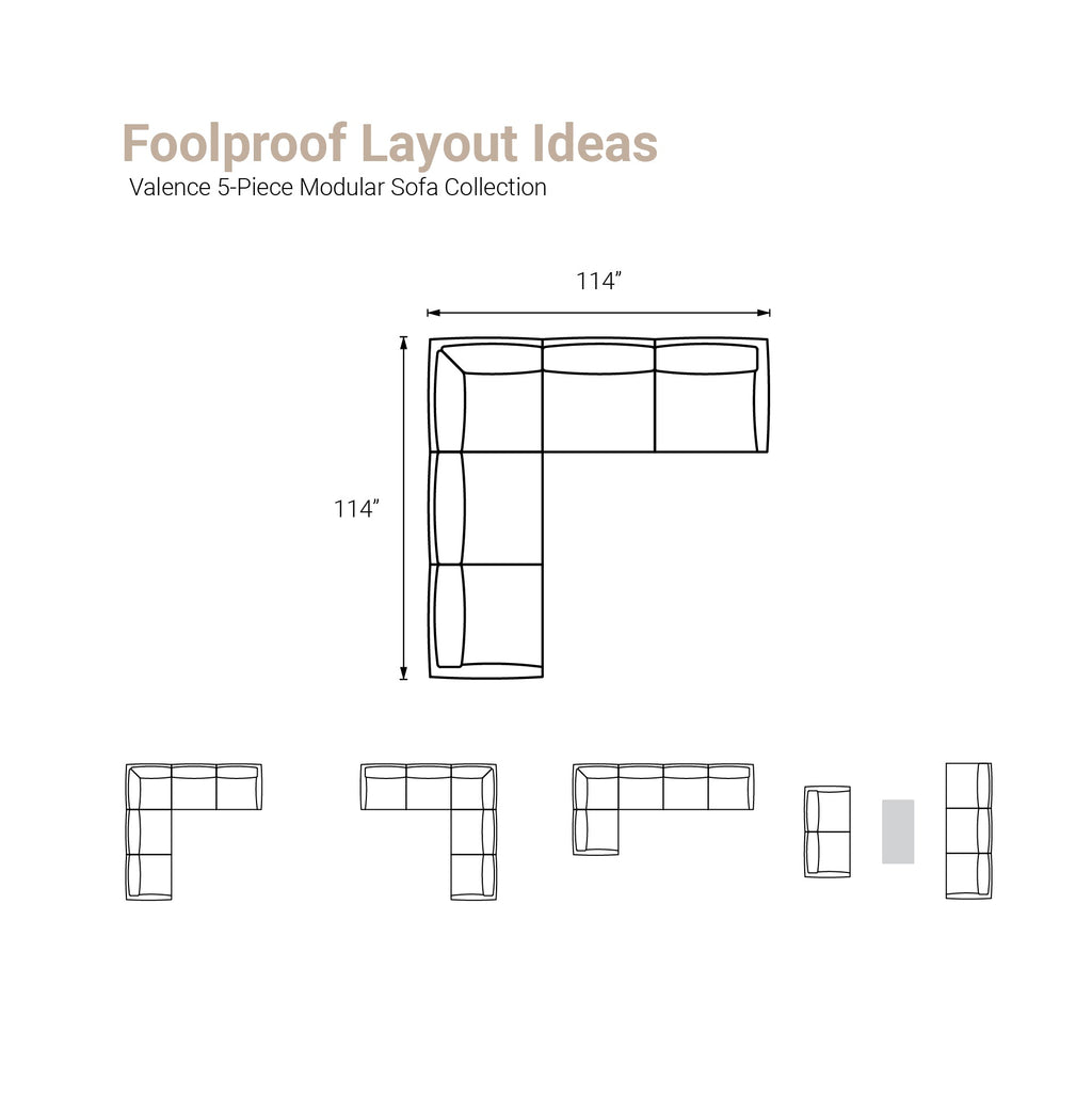 Valence 5 Piece Modular Sofa Set