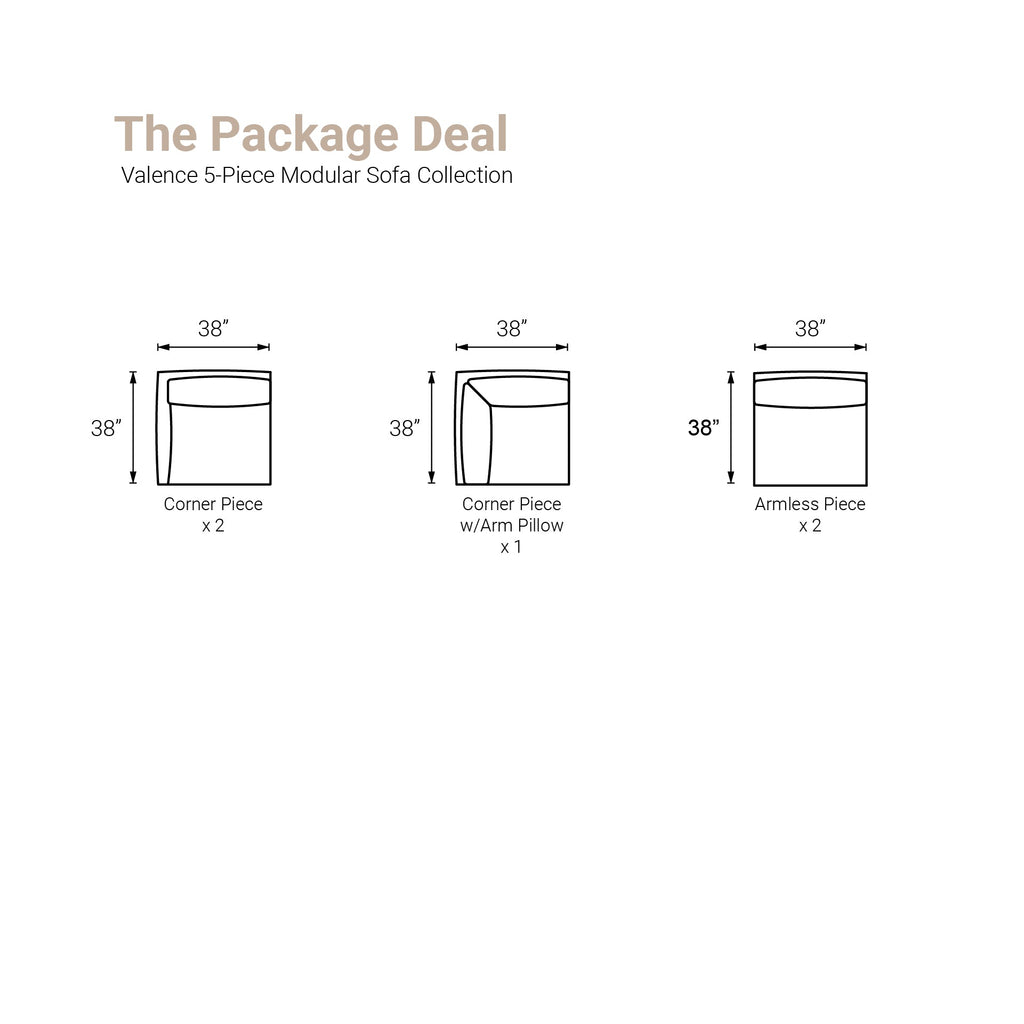Valence 5 Piece Modular Sofa Set