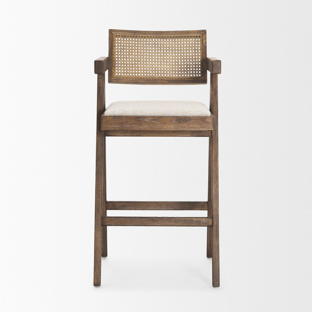 Indie Fabric/Cane Seat Bar Stool