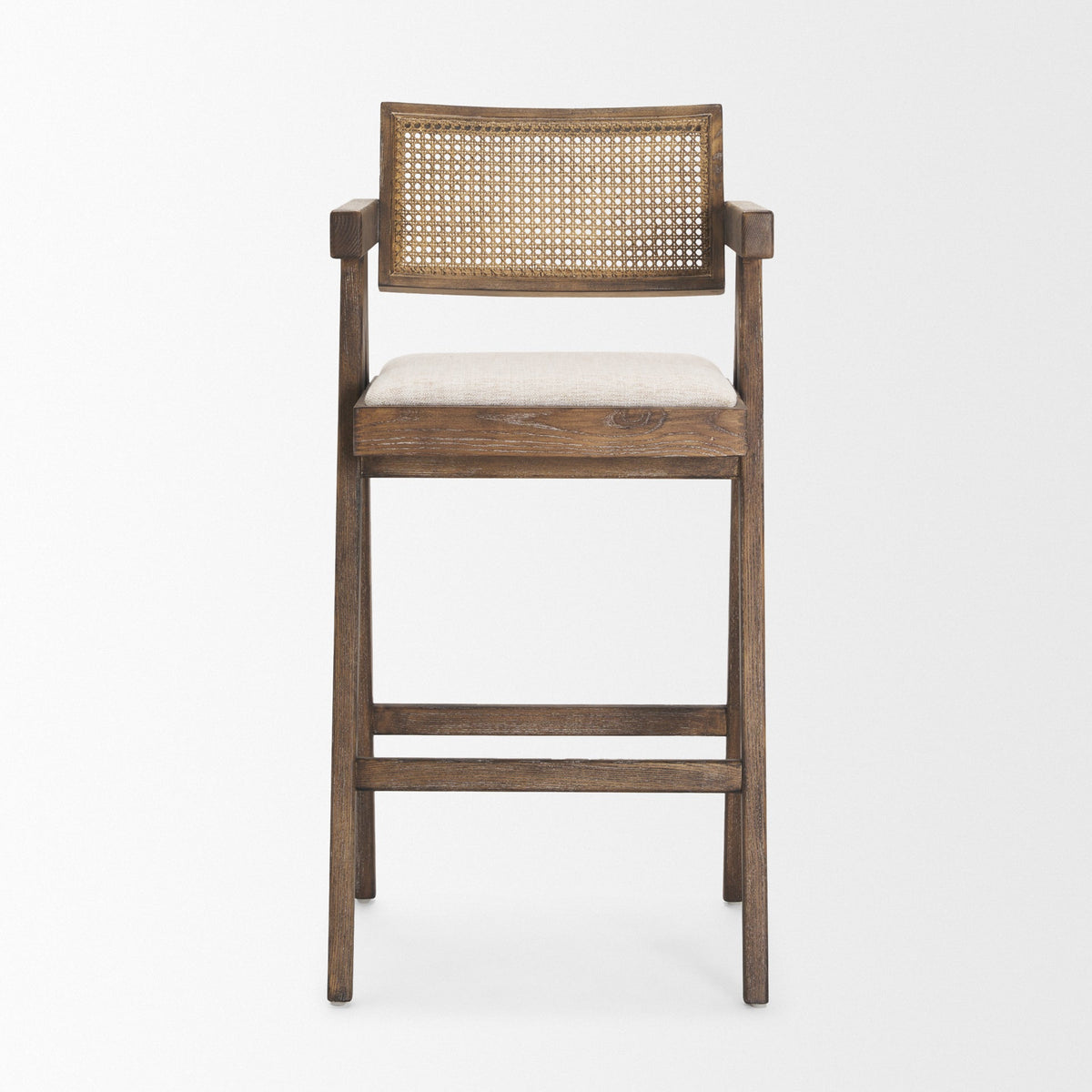 Indie Fabric/Cane Seat Bar Stool