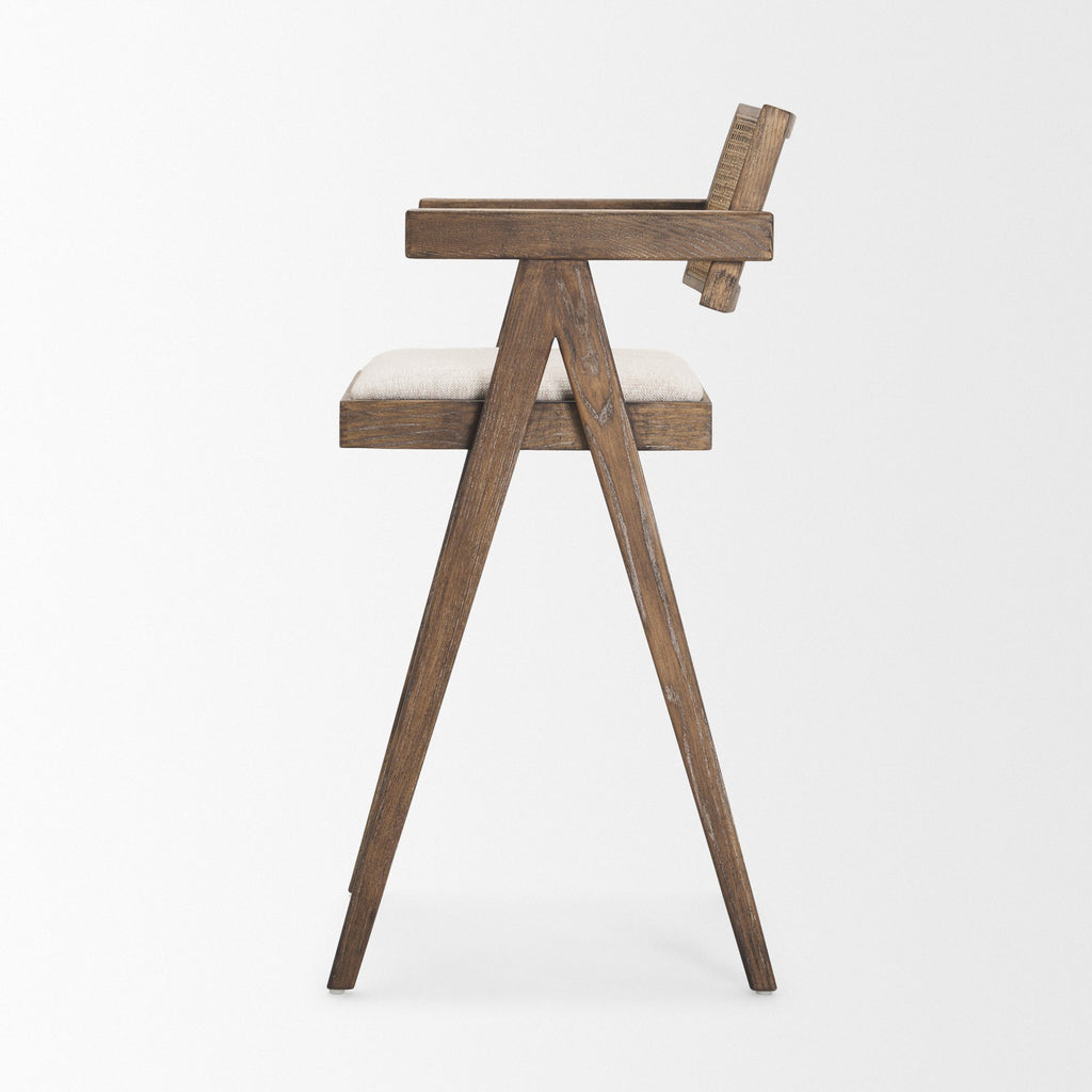 Indie Fabric/Cane Seat Bar Stool