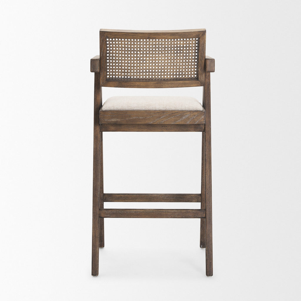 Indie Fabric/Cane Seat Bar Stool
