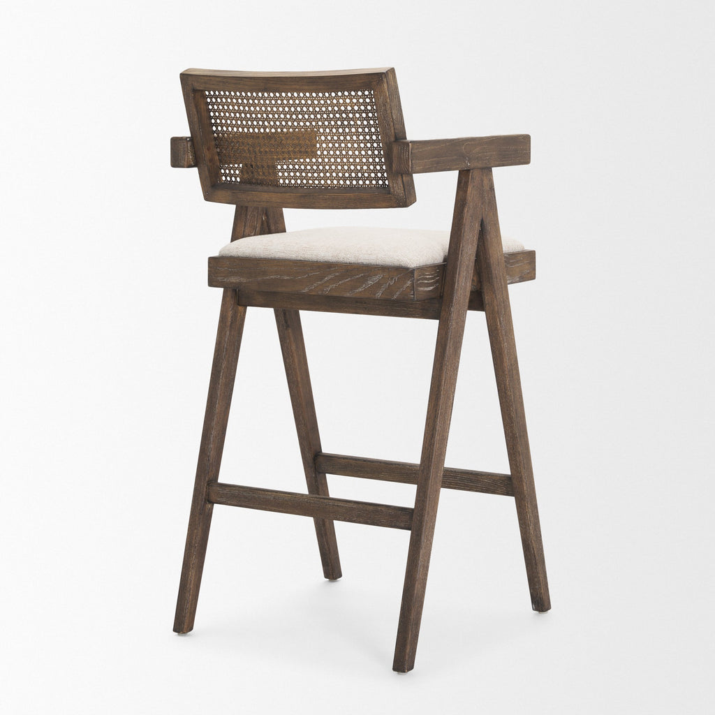 Indie Fabric/Cane Seat Bar Stool