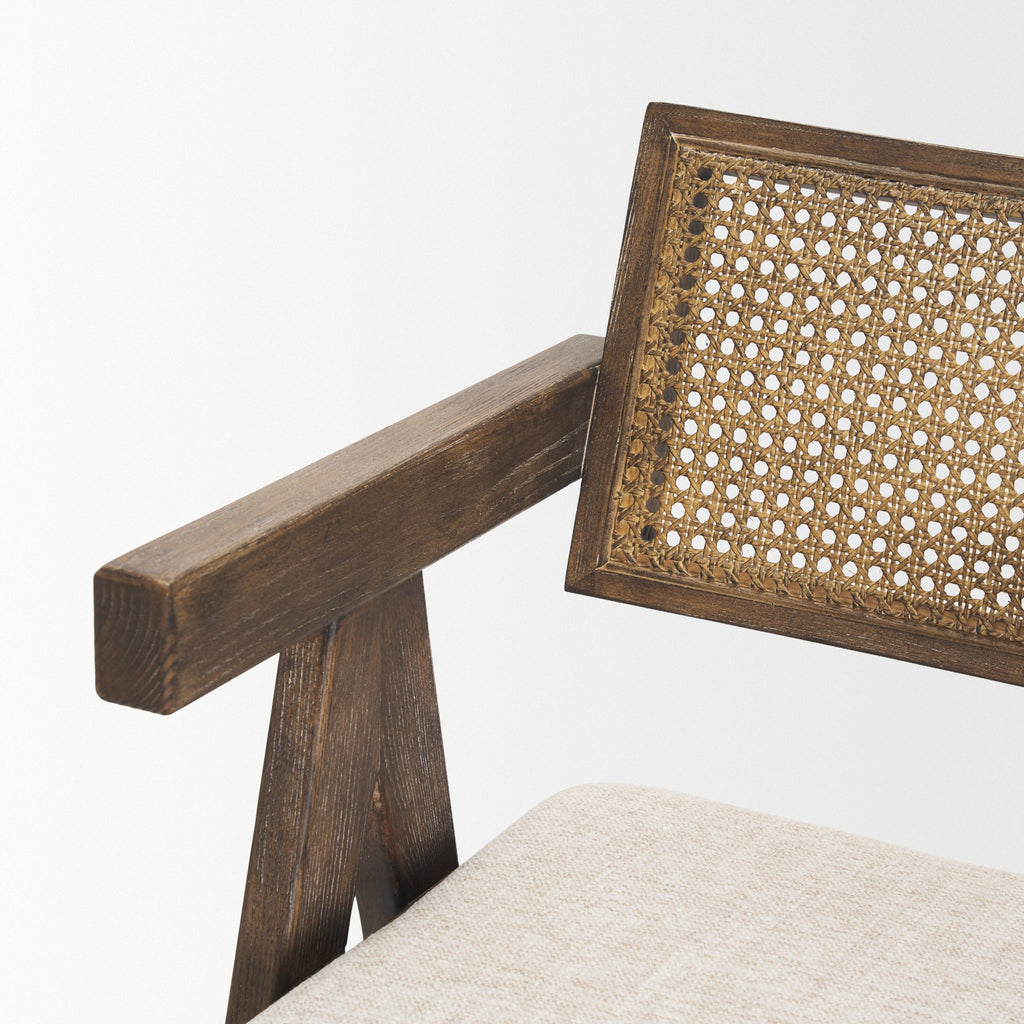 Indie Fabric/Cane Seat Bar Stool