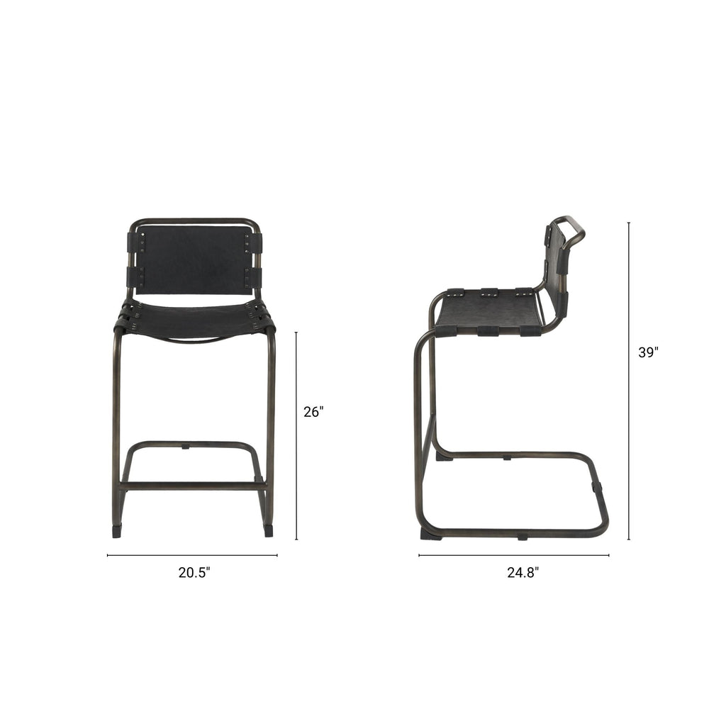 Berbick Leather Seat Counter Stool