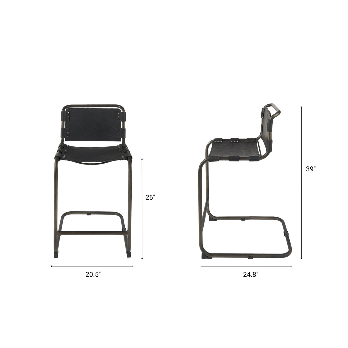 Berbick Leather Seat Counter Stool