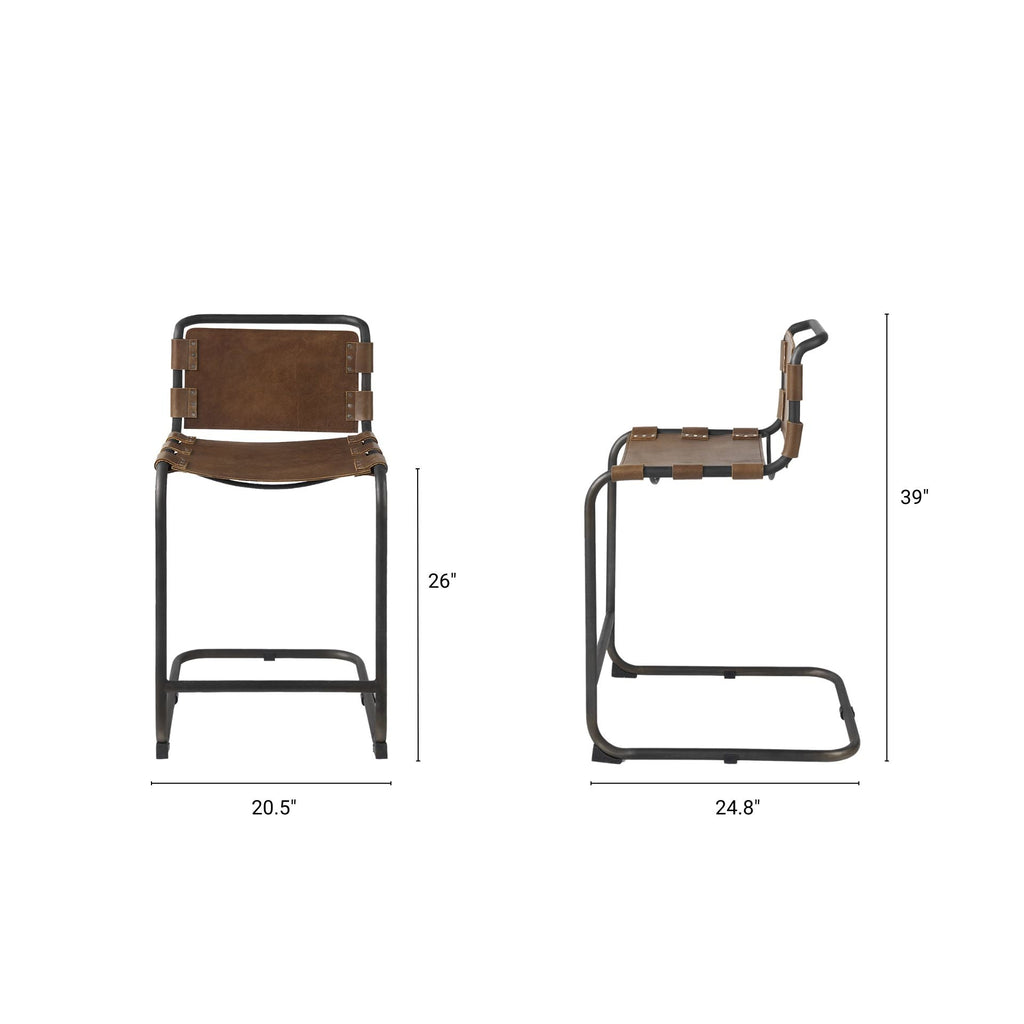 Berbick Leather Seat Counter Stool