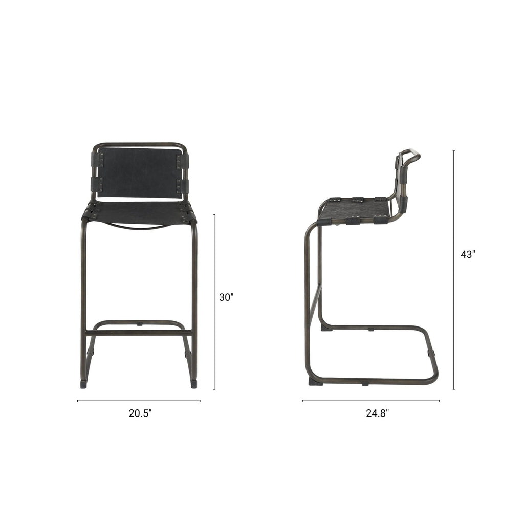 Berbick Leather Seat Bar Stool