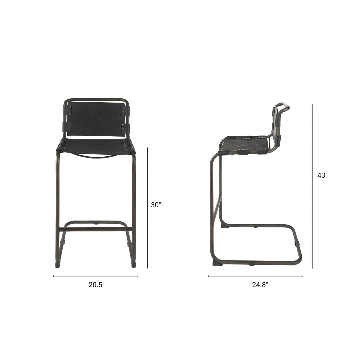 Berbick Leather Seat Bar Stool