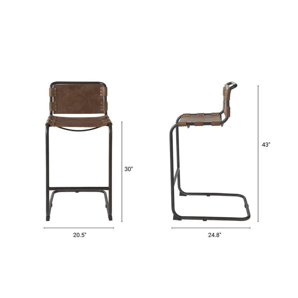 Berbick Leather Seat Bar Stool