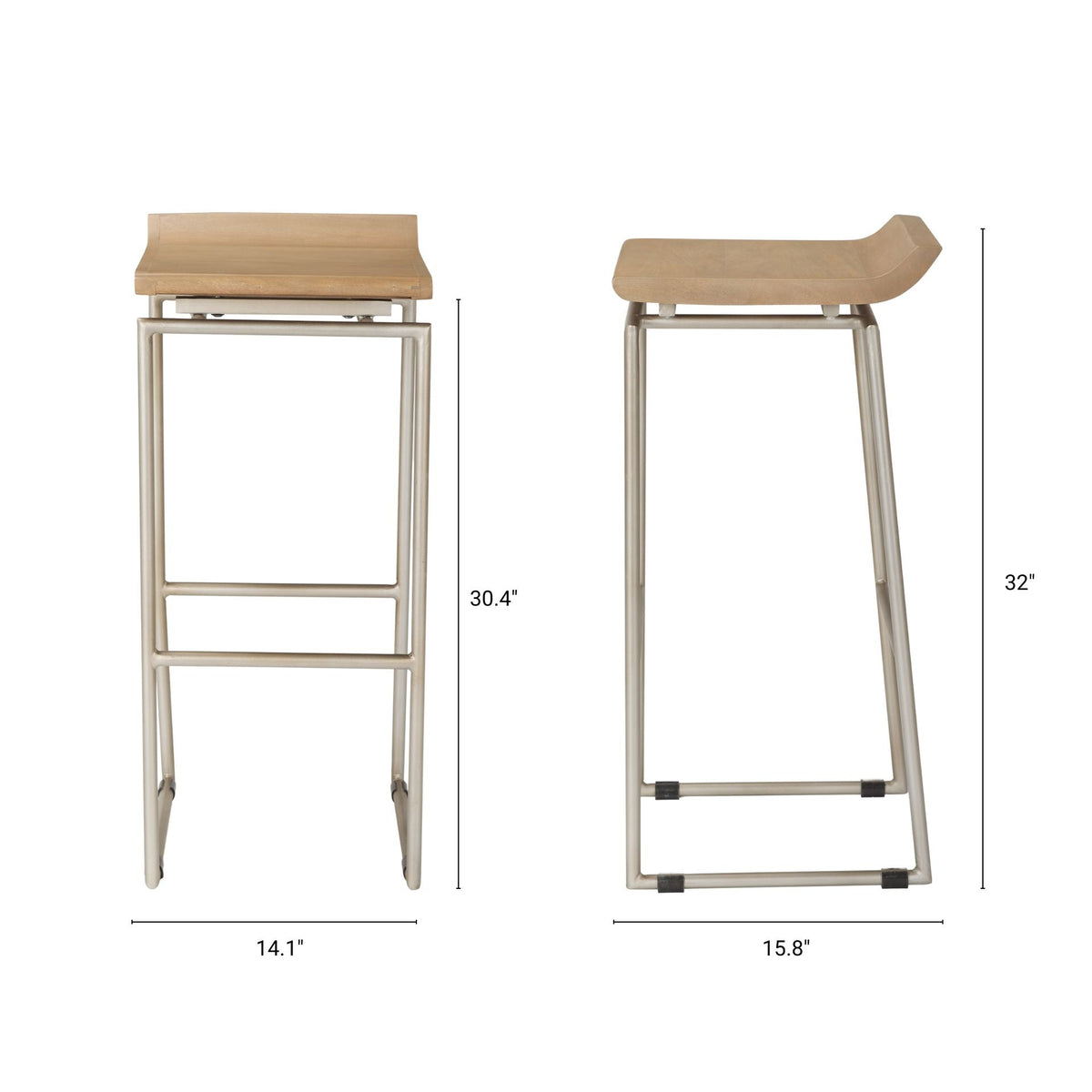 Givens Wood Seat Bar Stool