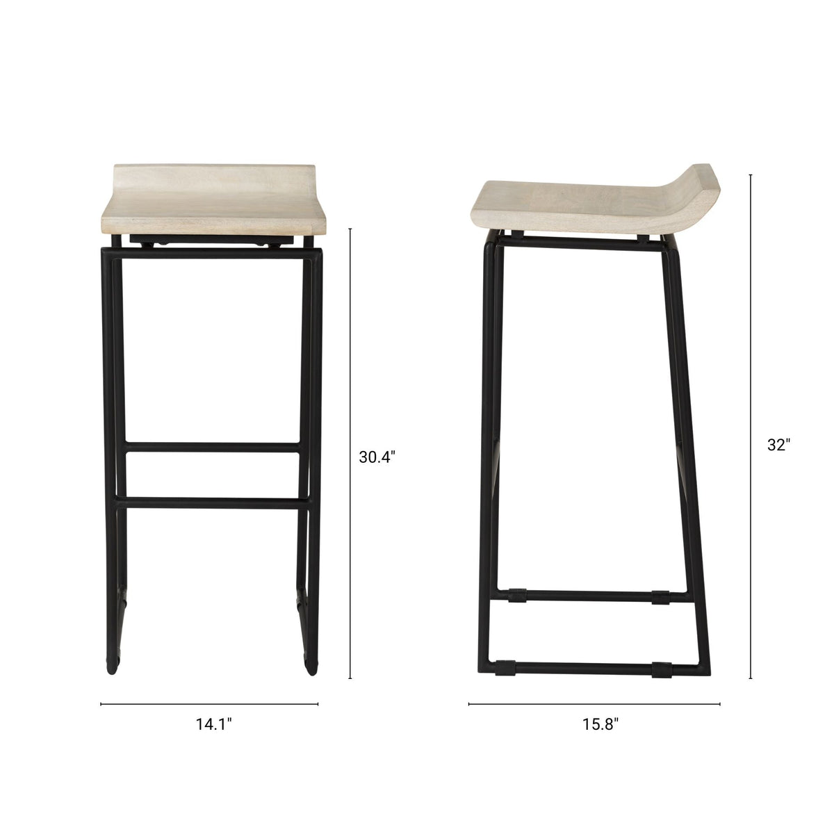 Givens Wood Seat Bar Stool