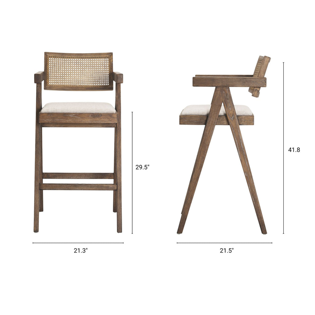 Indie Fabric/Cane Seat Bar Stool