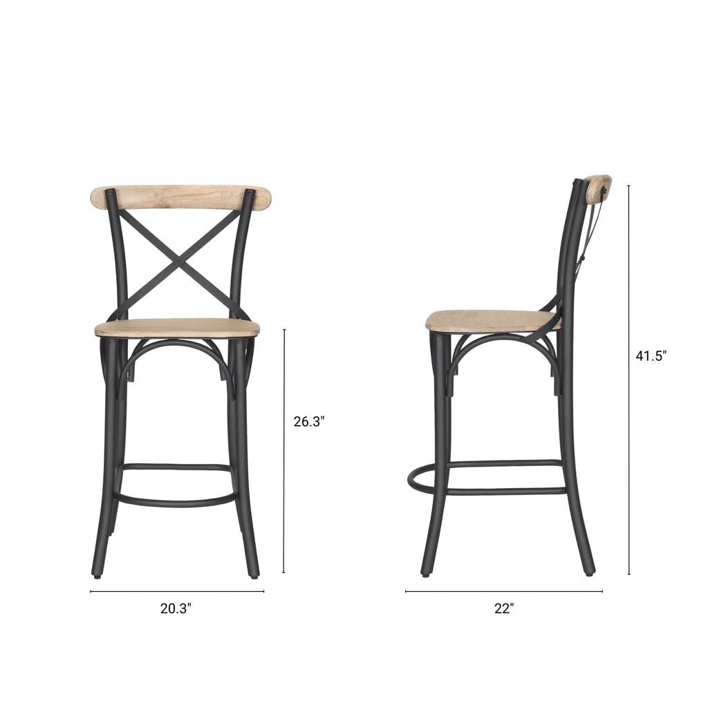 Etienne Wood Seat Bar/Counter Stool