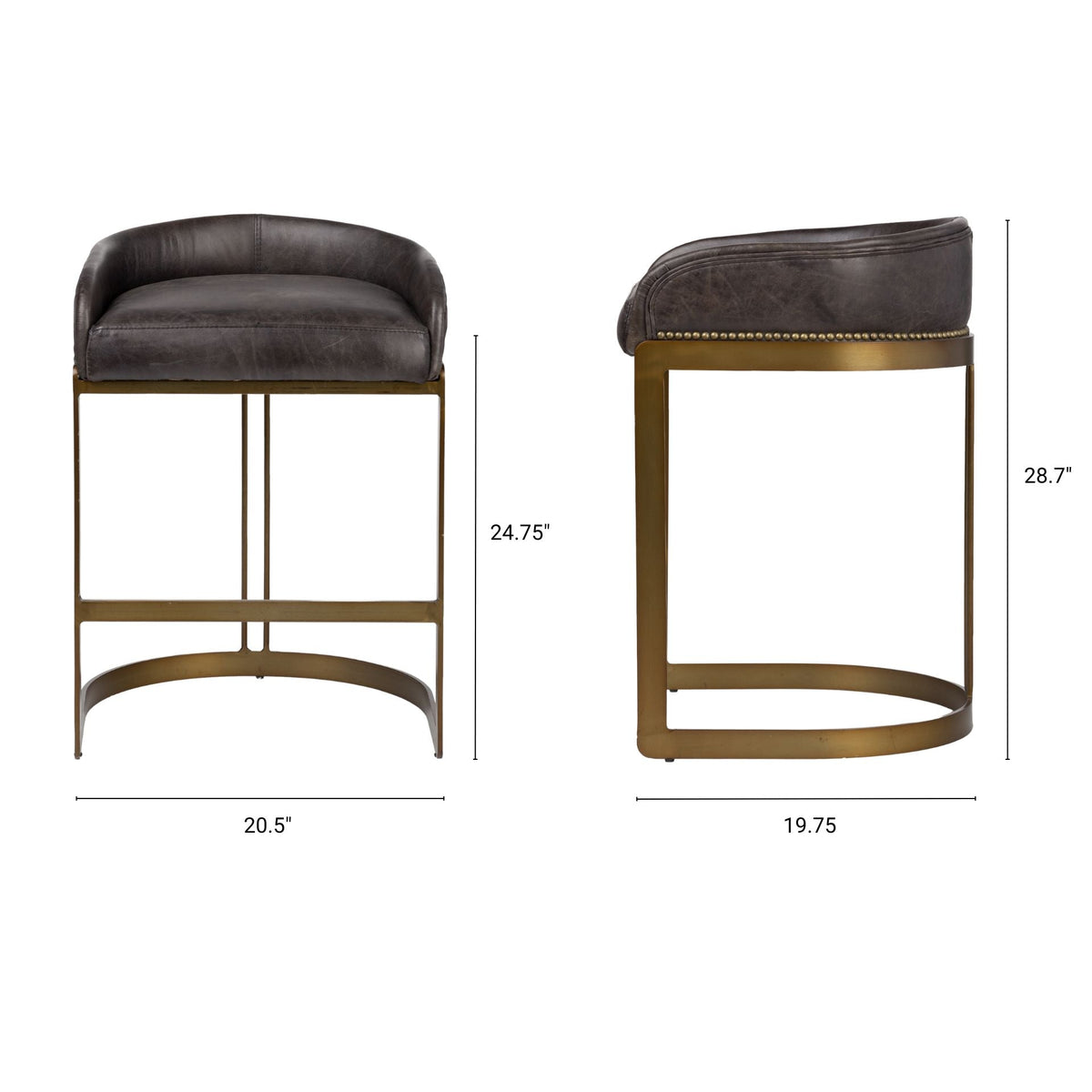 Hollyfield Leather Seat Counter Stool