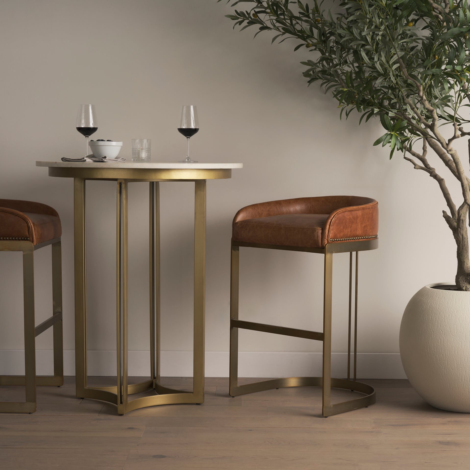 Hollyfield Leather Seat Commercial-Grade Bar Stool