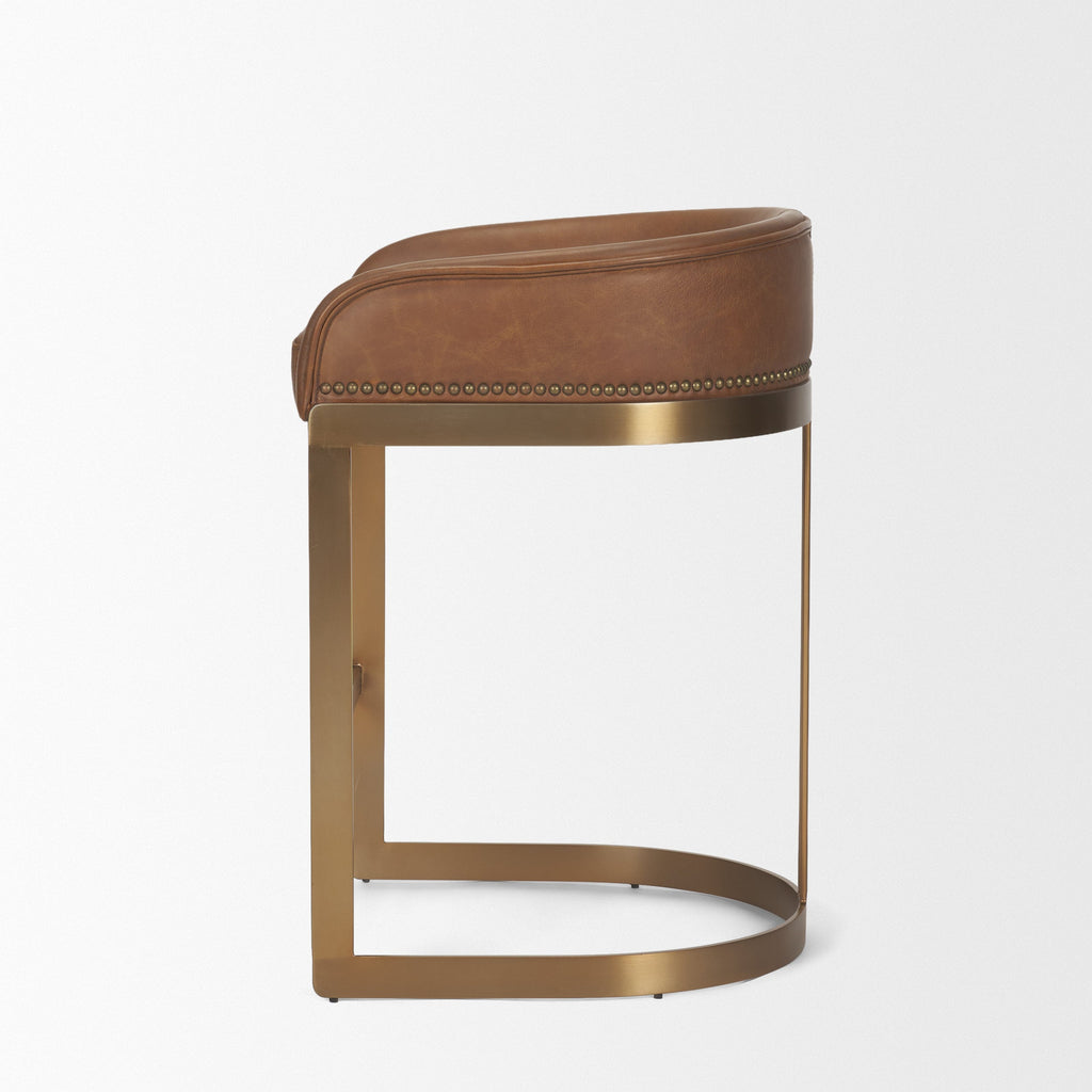 Hollyfield Leather Seat Counter Stool