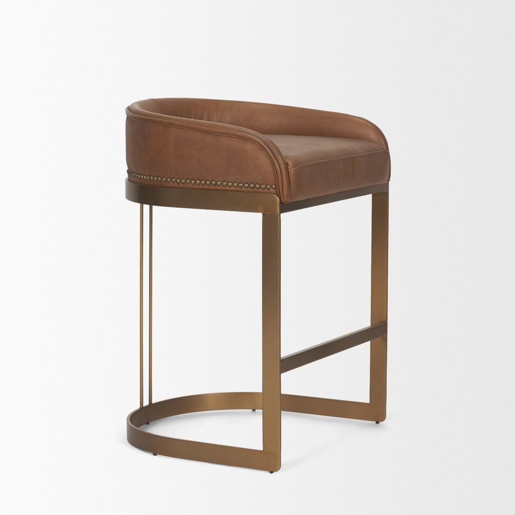 Hollyfield Leather Seat Counter Stool