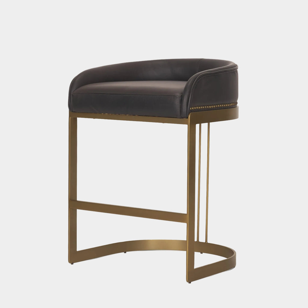 Hollyfield Leather Seat Counter Stool