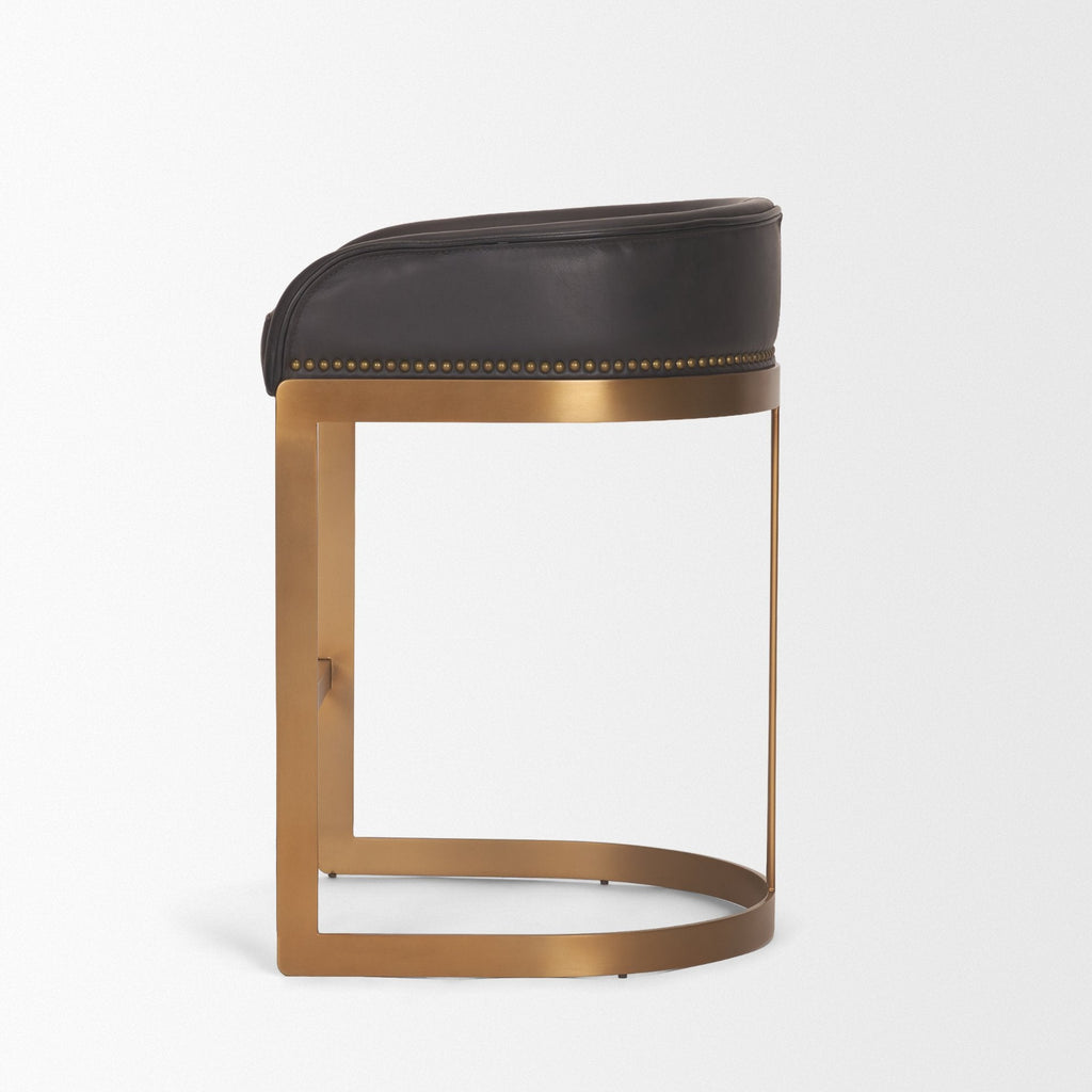 Hollyfield Leather Seat Counter Stool