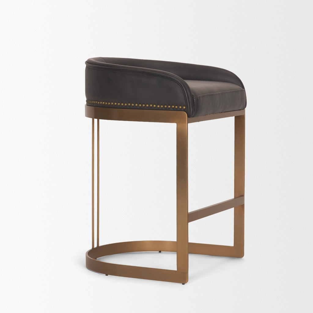 Hollyfield Leather Seat Counter Stool