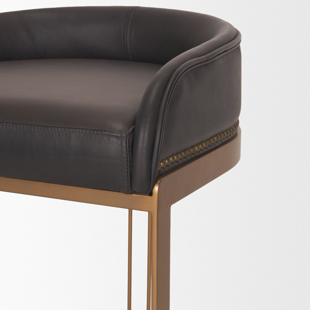 Hollyfield Leather Seat Counter Stool