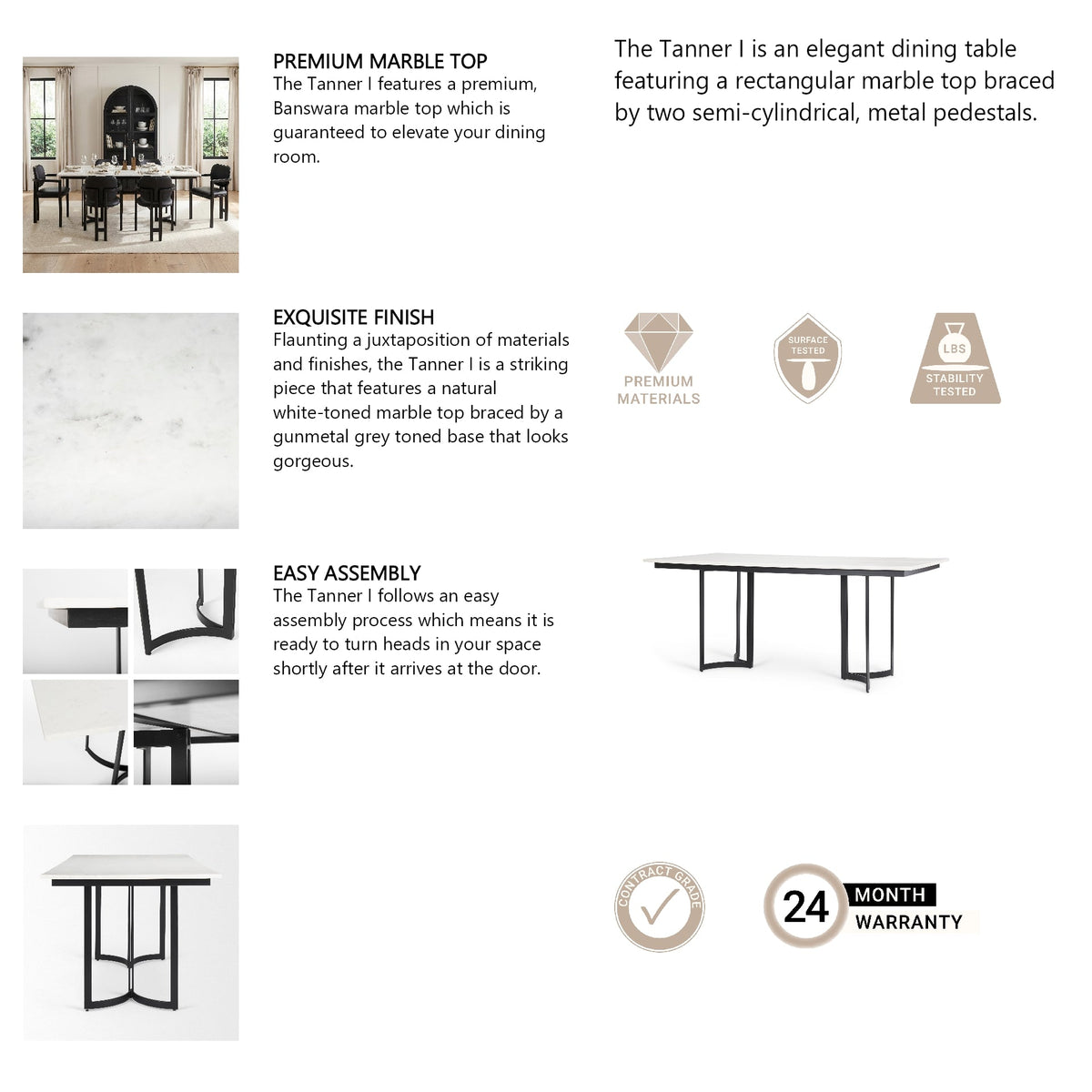 Tanner 71" Rectangle Dining Table