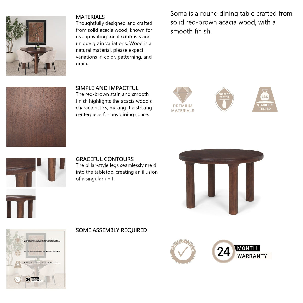 Soma 48" Round Dining Table