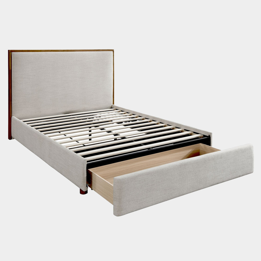 Andover 60" Queen Platform Bed with Drawer in Oat