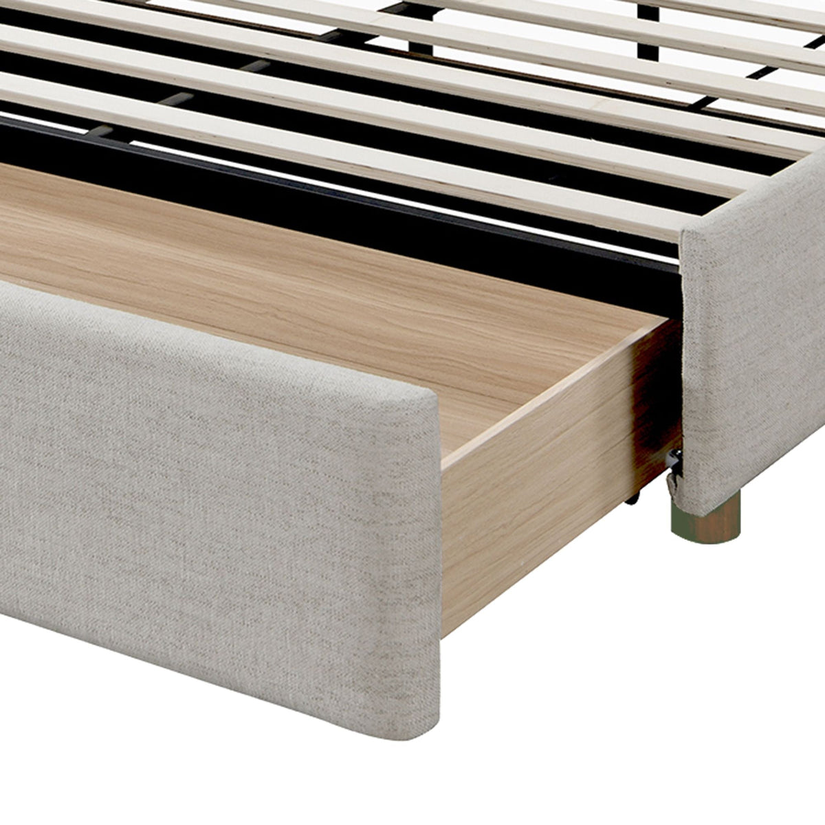 Andover 60" Queen Platform Bed with Drawer in Oat