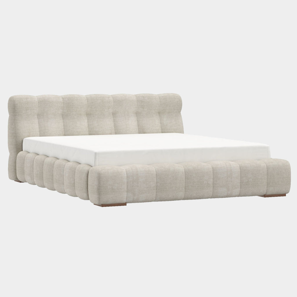 Pasha 78" King Platform Bed in Beige Pearl