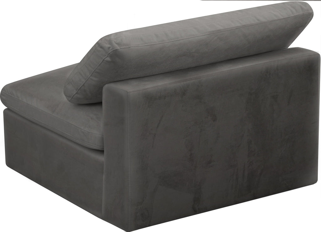 Cozy Velvet Upholstered Overstuffed Fiber Filled Comfort Comfort Armless Modular Chair