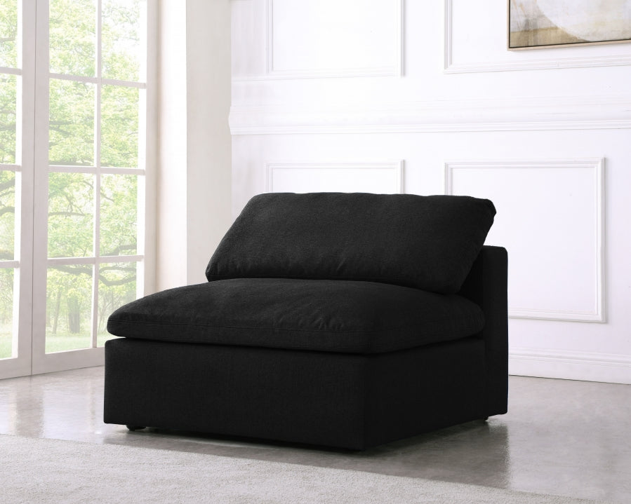 Serene Linen Textured Fabric Upholstered Deluxe Comfort Modular Armless Chair